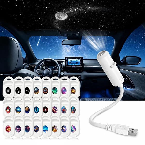 USB Galaxy Projektor Nattlys 360° Roterende LED Stjernehimmel Amb A3