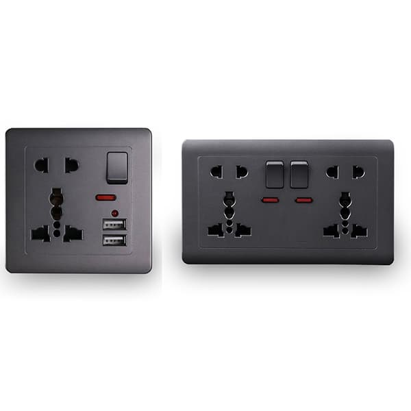 EU-standard USB-uttag Grå Inbyggd Panel Väggströmuttag B