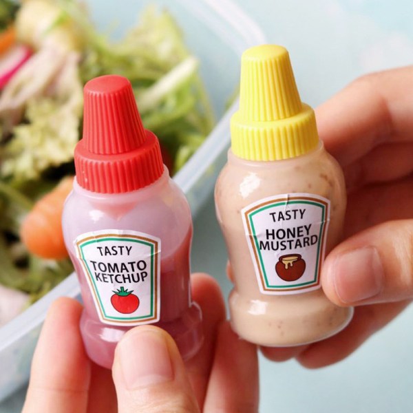 4 stk 25ML Mini Tomat Ketchup Flaske Bærbar Sauce Salat Dress Transparent 25ml