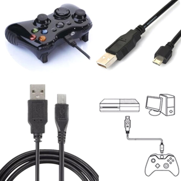 Sort mikro usb ladedatakabel for playstation 4 ps4 Black One Size