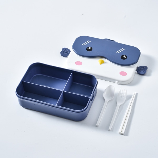 Koululasten Bento-lounaslaatikko suorakaiteen muotoinen vuotamaton muovinen anime Blue one size