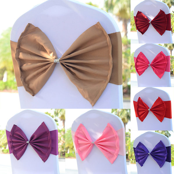 Tie-Free Back Bowknot Stretch tuolin cover Tuoli Sash Flower Sat Red one size