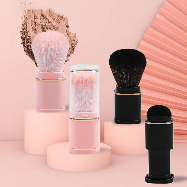 Bærbar uttrekkbar kosmetikk-sminkebørste Mini Blush Foundati Pink onesize
