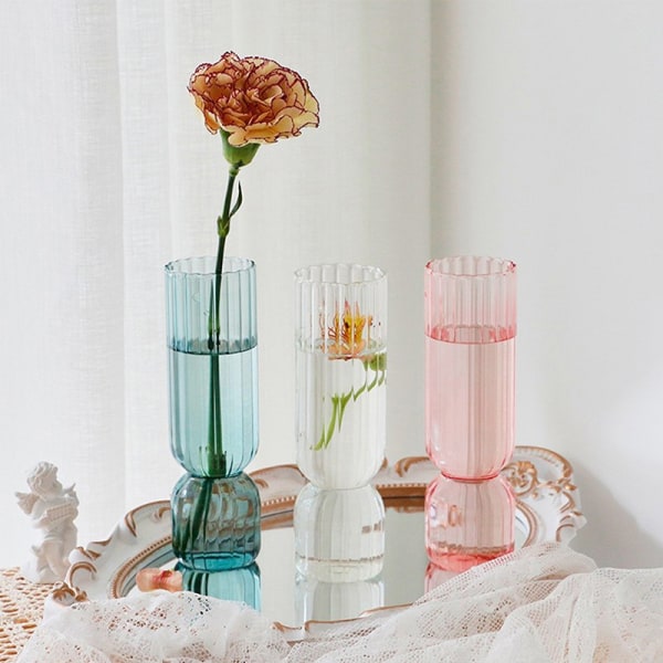 Nordic Glasvase Små glasvaser Blomsterarrangement Home Gla Pink 17*4cm