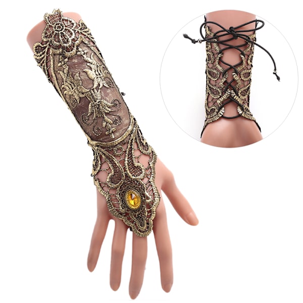 Gotisk Steampunk Spetsmanschett Fingerless Glove Arm Warmer Armband A One Size