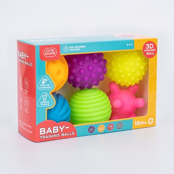 6 st babyleksak sensoriska bollar barn texturerad handberöringsboll S A4