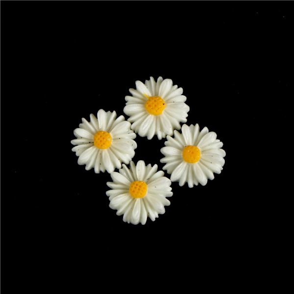 50 stk hvid tusindfryd blomst harpiks flatback cabochon DIY smykker de one size