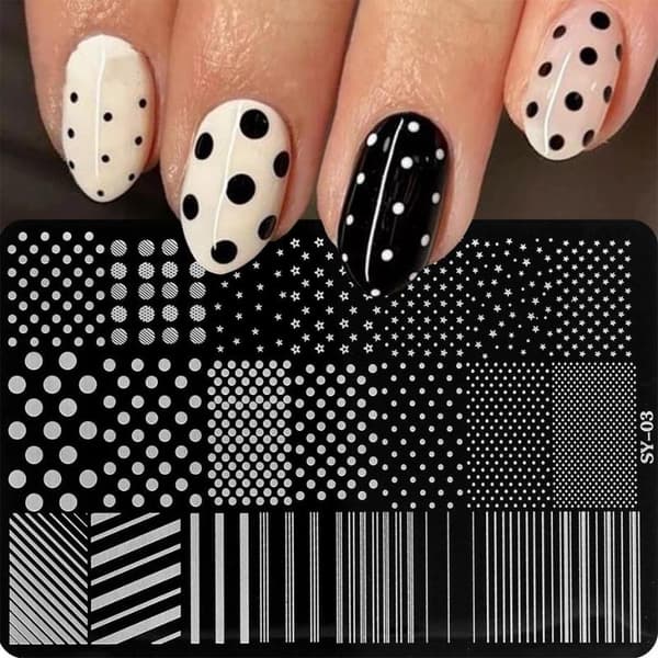 Prick- och randlinjer Nail Art Stamping Plate Rostfritt Stål Nagel Te one size