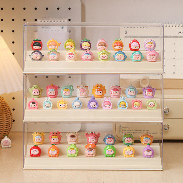 Transparent Blind Box Förvaring Cartoon Dock Display Figur Box Display Yellow