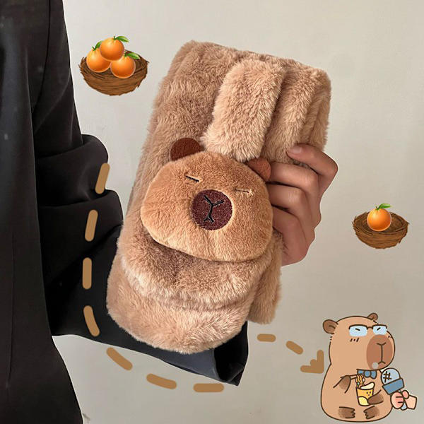 e Kapibara Plus-pehmoinen kylmää kestävä lämmin huivi Paksuuntunut risti-kaulan malli Brown one size