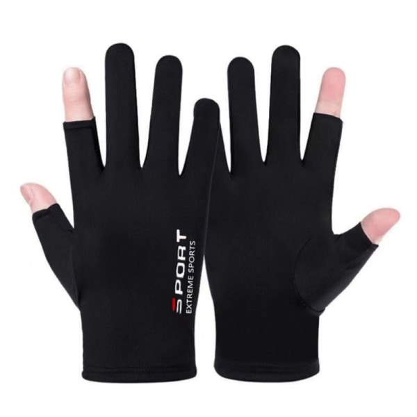Sommerhansker Menn Ice Silk Sun Proction Driving Glove Fishing G Black One Size