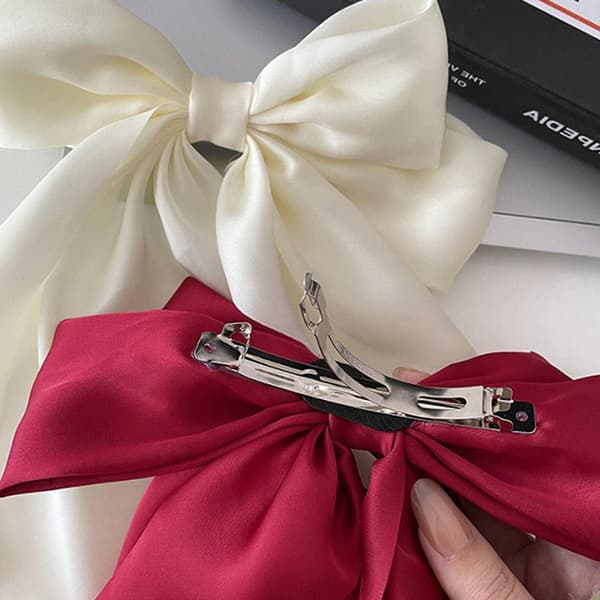 Sløyfebånd Hårnålshodeplagg Enkel Elegant Satin Spring Clip Fi Gray ONESIZE