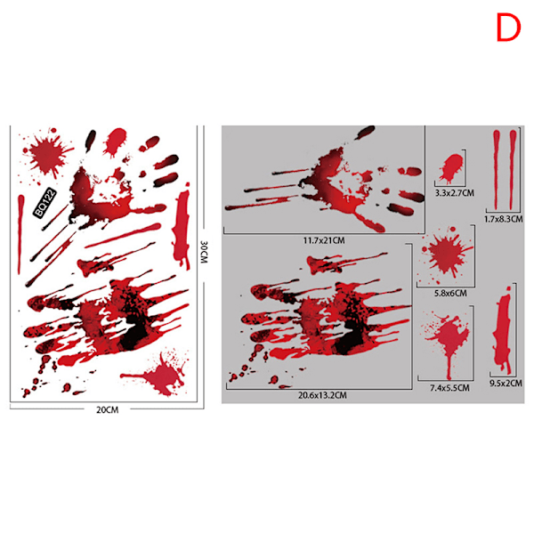 Halloween-tarra, kauhuverinen kädenjälkitarra, lasi, nainen BQ119