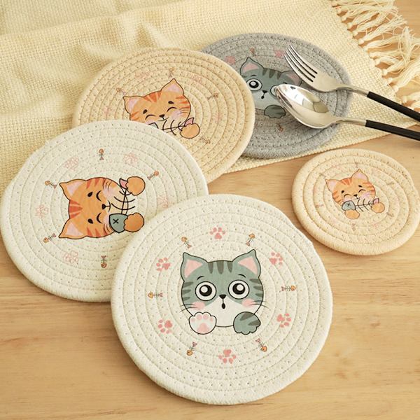 Bordplateisolasjon Dekkematte Kopp Skålmatte Hjemdekorasjon Dura Beige 18cm