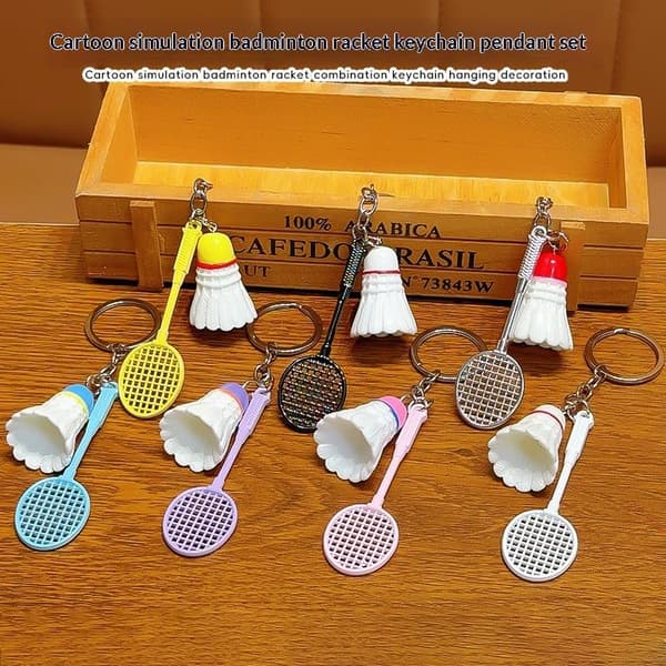 Mode Badminton Ketsjer Nøglering Nøgleholder Nøglering Nøglering B Silver