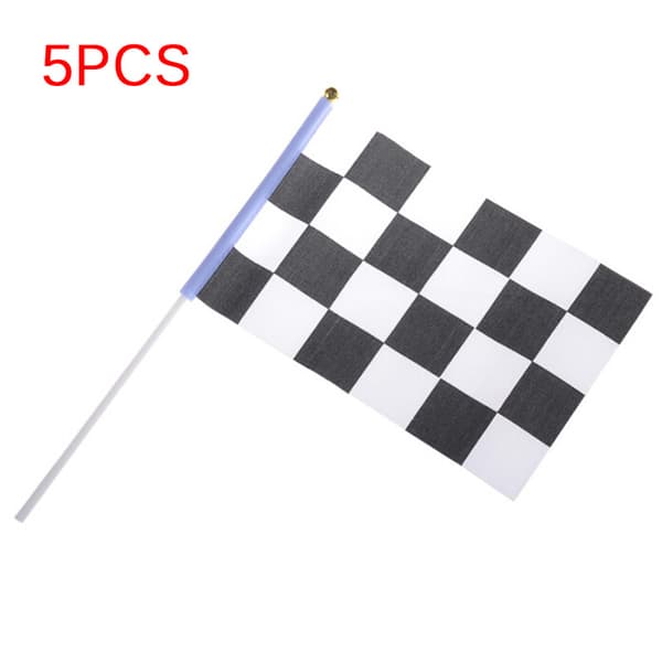 5x Svart og hvit rutete racingbanner polyesterflagg