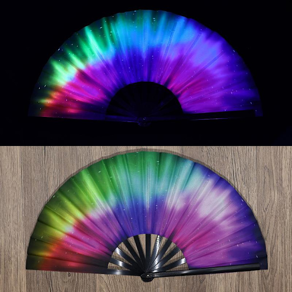 Kung Fu Fläkt UV Tryck Fluorescerande Fläkt Bambu Ben Vikbar G