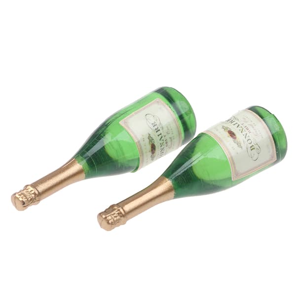 2 st. dockhus champagne dryckesflaskor 1/12 skala mini dockhus One Size