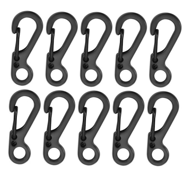 10 kpl/erä Mini Carabiner avaimenperä Camping Gadgets EDC Survival Black one size