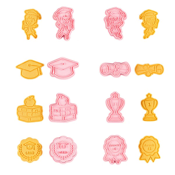 8 stk Gratulerer med eksamen Cookie ter Kjeksform Press Plast Red one size