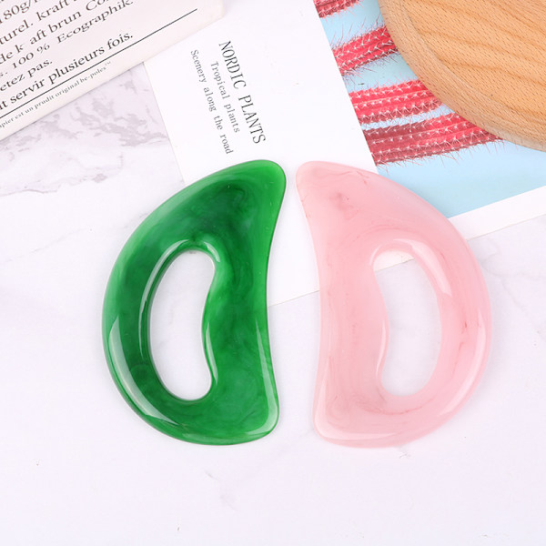 2 stk Stor Gua Sha Massasjeverktøy Lymfedrenasjemassasjeapparat Mus Pink and Green 2Pcs