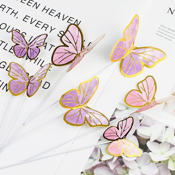 40st/ set Butterfly Cake Toppers Baktillbehör för bröllopsfest Purple one size