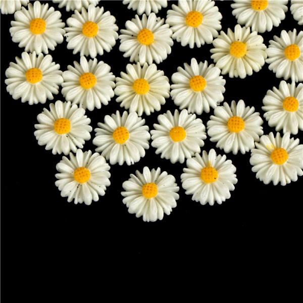 50 stk hvid tusindfryd blomst harpiks flatback cabochon DIY smykker de one size