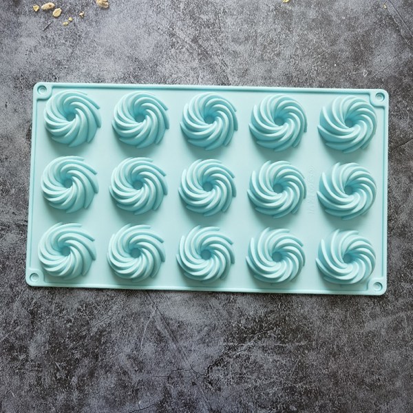 15 Huller Spiralform Silikone Kageform Mousse Dessertbagning Blue onesize