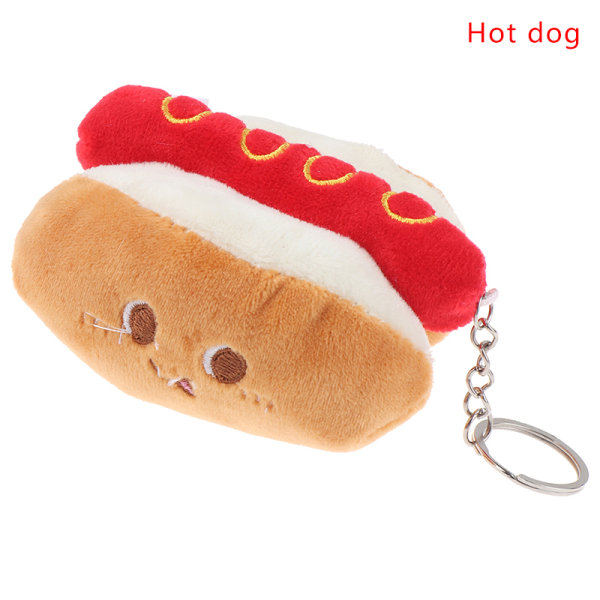 1 Stk Plys nøglering Hamburger Hot Dog pommes frites fyldt dukke Hot dog one size