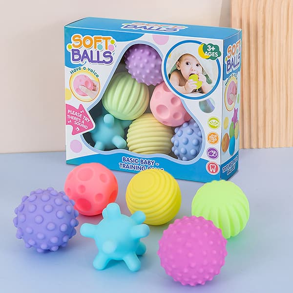 6 st babyleksak sensoriska bollar barn texturerad handberöringsboll S A4