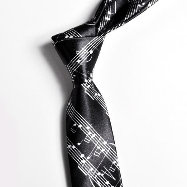 Klassiska musiknoter tryckt silkeslen smal slips piano gitarr U A14