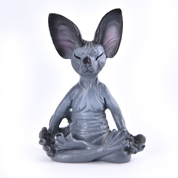 Cat Meditera Samlarfigurer Miniatyr Handgjord Dekor Ani Black one size