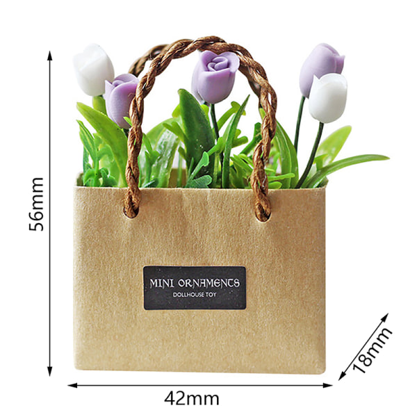Dukkehus Mini Tulip Flower Arrangement Emballage Papirpose Pels Multicolor one size