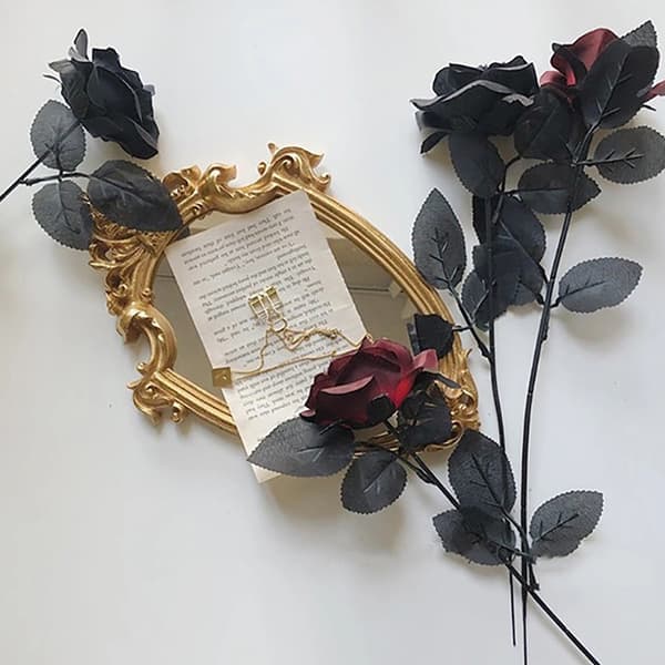 Gotisk Sort Rose Kunstige Blomster Simulationsblomster Valenti Red one size