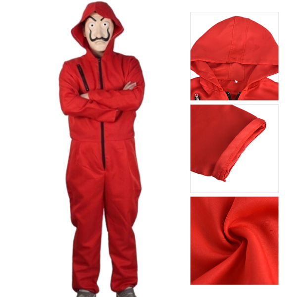 Unisex til Salvador Dali La Casa De Papel Money Heist Cosplay H Red L