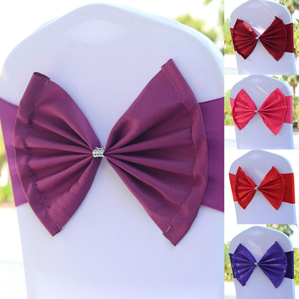 Tie-Free Back Bowknot Stretch tuolin cover Tuoli Sash Flower Sat Red one size