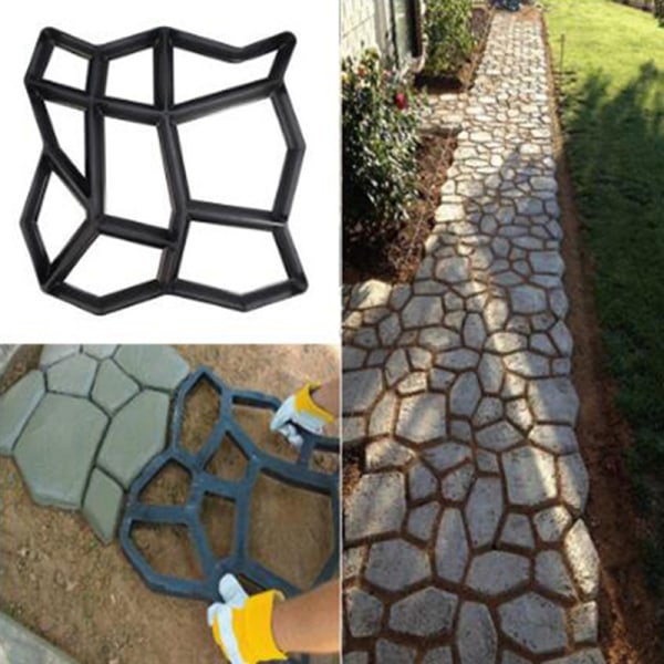 Path Maker Mold Gjenbrukbar Betong Sement Stone Design Paver Wal Black One Size