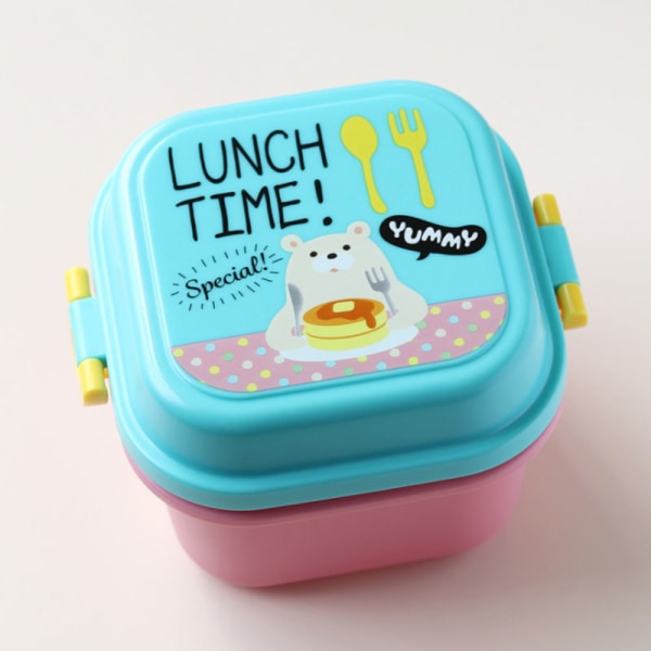 Tecknad hälsosam plastmatlåda Mikrovågsugn Lunch Bento Bo Blue one size