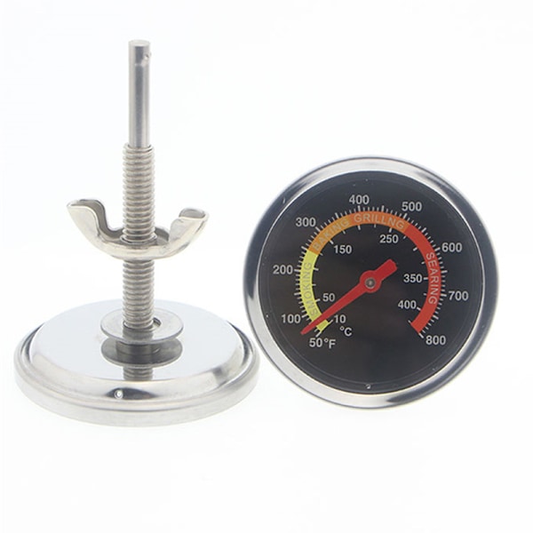 Rustfritt stål Grill BBQ Smoker Grill Termometer Temperatu Silver One size