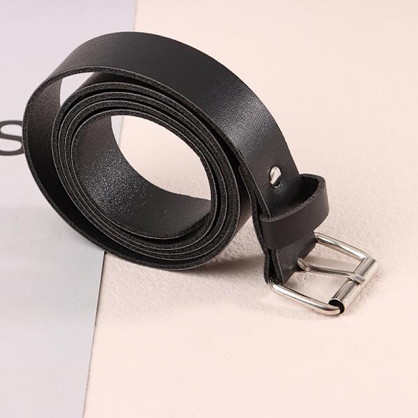 1 stk 100 cm læderbælte taljebælter Metalspænde taljebukser Black onesize