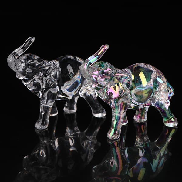 Krystall elefantstatue Mini dyrestatue Babyelefantpynt Multicolor