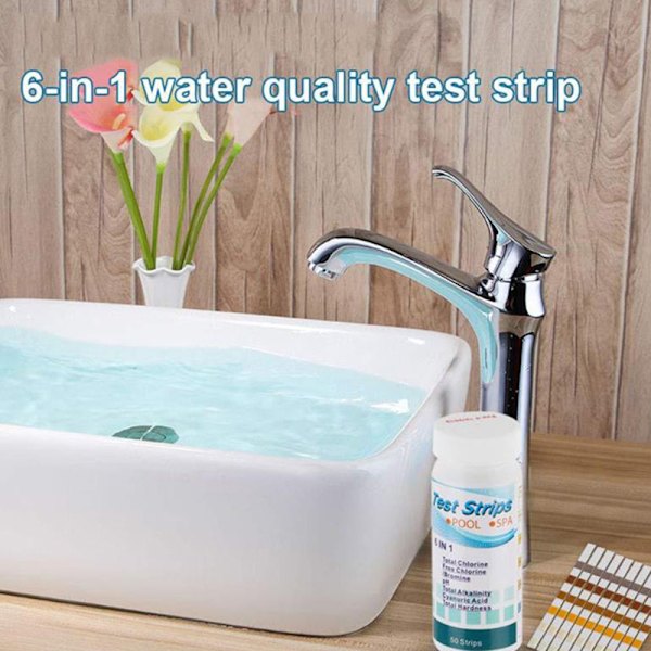 6 i 1 multipurpose klor PH-testremsor SPA Swimming Pool W White one size