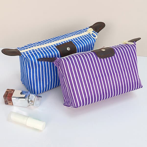 Mode stribet dumpling makeuptaske foldbare vaskeposer badetoilet Red