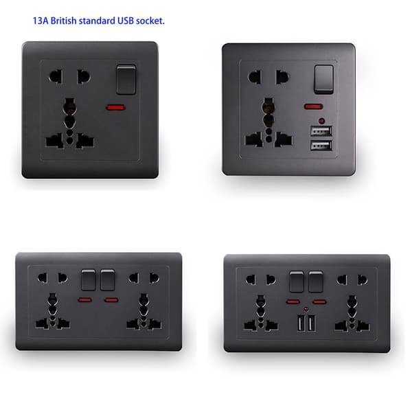 EU-standard USB-kontakt grå innfelt veggkontakt D