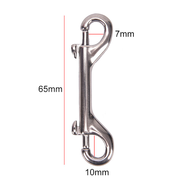 rustfrit stål dykning dobbeltendet krog snapbolt kit qu 65mm