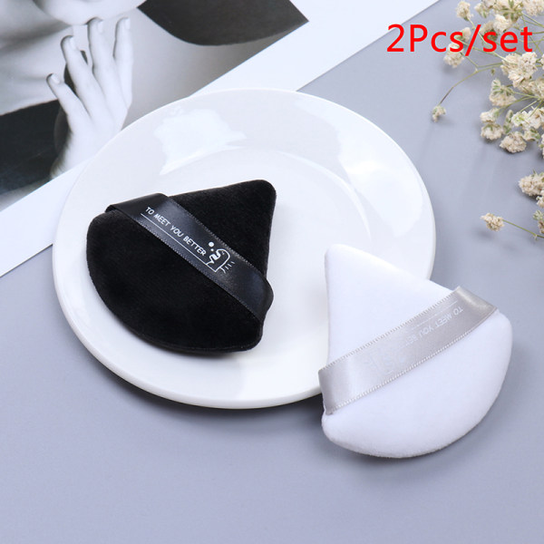 Mini Triangle Velvet Facial Face Puff Kosmetisk Makeup Cotton Sa White+Black One Size