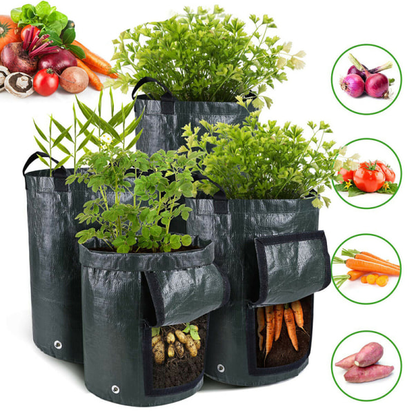 5/7/3/10 Gallonaa perunanviljelykassit vedenpitävä PE puutarhakasvi Black 7Gallon(UK)