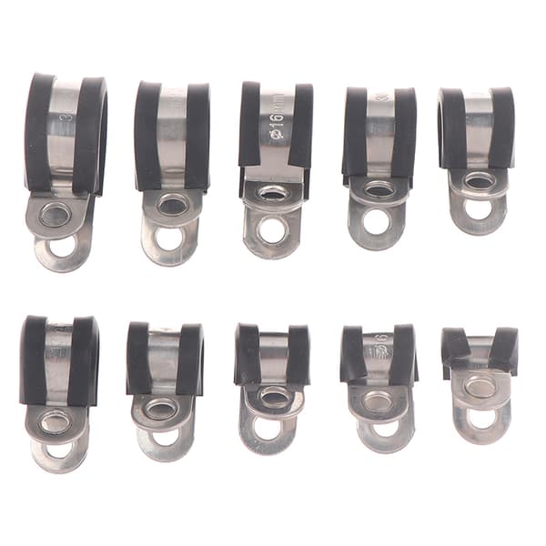 2stk 304 Rustfritt stål Gummiforet P Clips Kabelmontering Ho Black Φ10