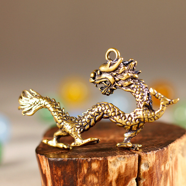 Beast Dragon Statue Bronze Figurine Ornaments Antique Copper M 1PCS