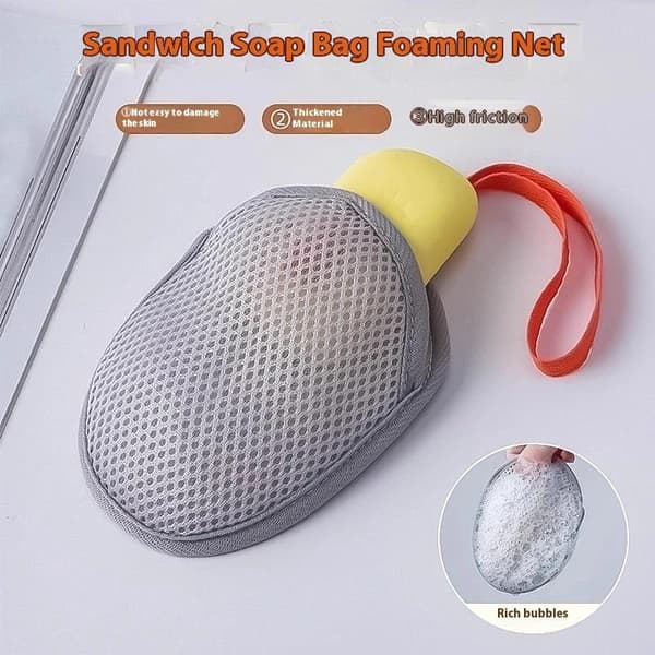 Skummende pose eksfolierende såpepose såpeskummerpose netting såpe Khaki 1pc hook